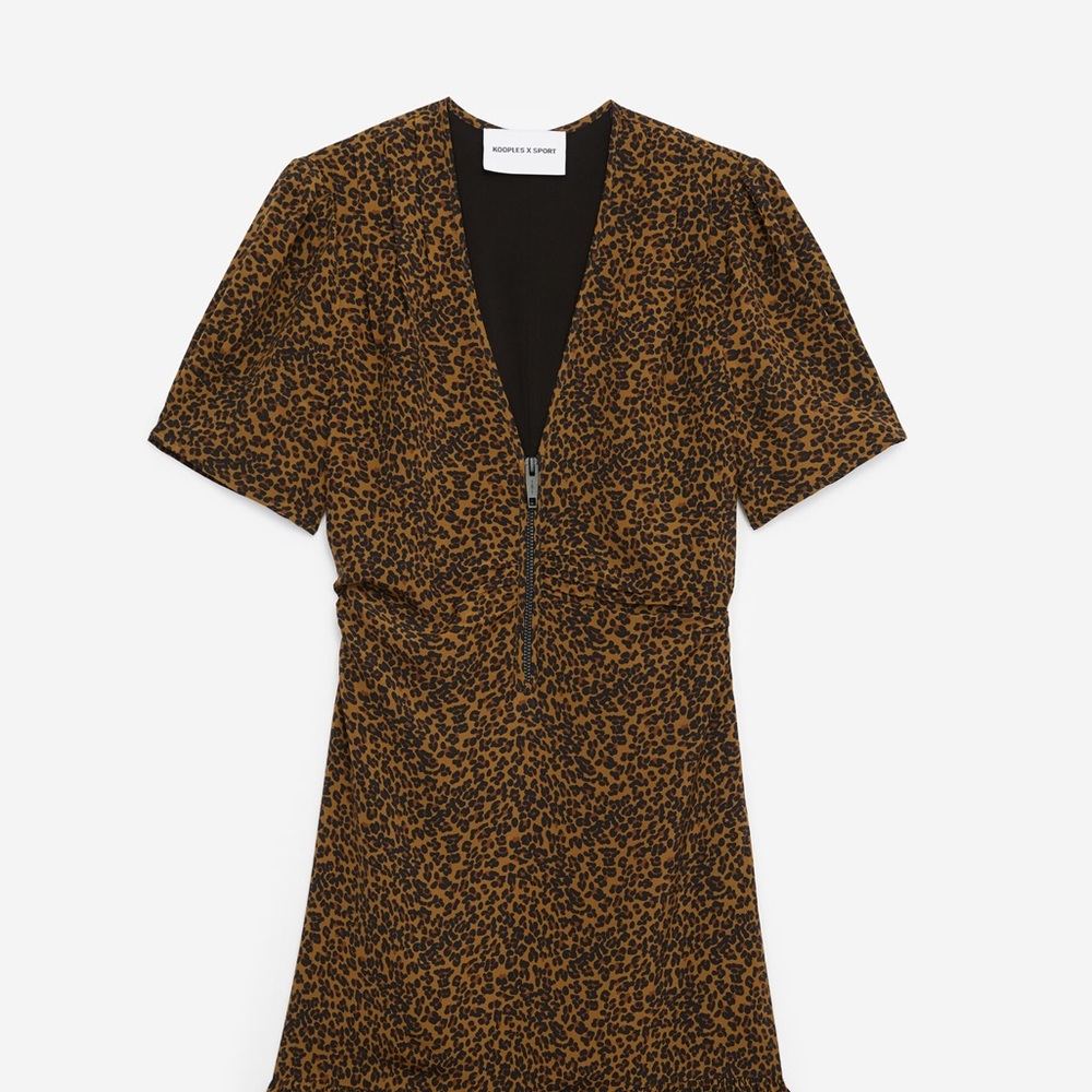 The Kooples Zipped Short Light Dress with Leopard Motif **BRAND NEW WITH TAGS**